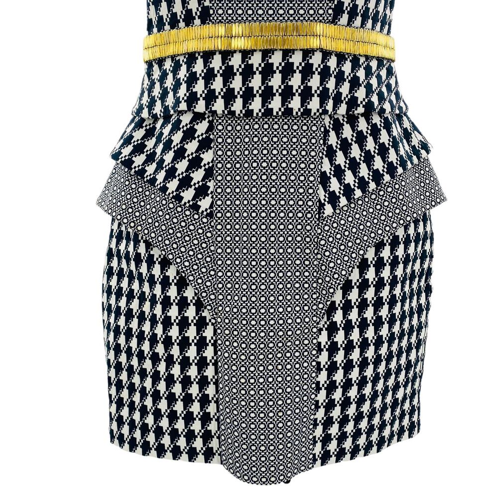 Sass & Bide The Helm Black Houndstooth Peplum Fitted Dress Women EUR 36 | US 6 - Picture 7 of 16